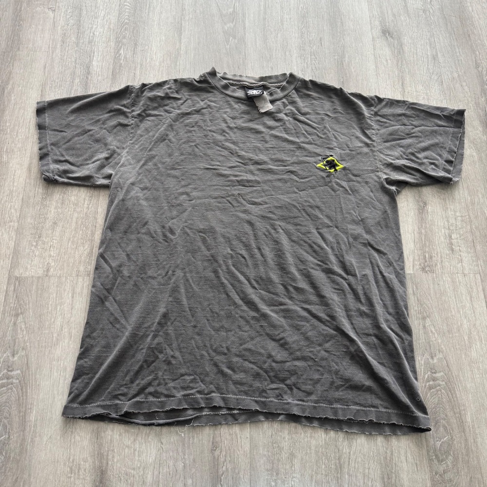 Vintage Gotcha Surf T-Shirt Mens XL Faded Gray Distressed Embroidered Logo Tee